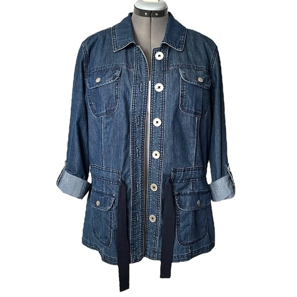 Baccini Jackets & Blazers - Baccini Denim Utility Jean Jacket with drawstring belt XL